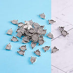 FASHEWELRY 100Pcs Tibetan Style Alloy Oval Bezel Pendant Trays 8x10mm Chandelier Components Links 3 Loops Base Connector Settings for DIY Jewelry Making - color: 8x10mm-100Pcs