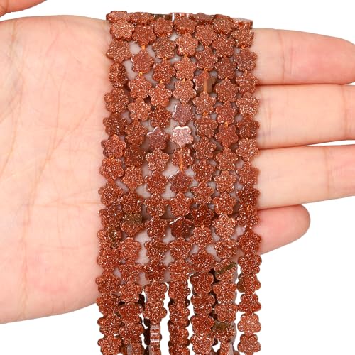Songxi 60pcs 6mm Golden Sandstone Plum Blossom Natural Stone Beads for Jewelry Making, Smooth Loose Flower Shape Gemstone Beads for Bracelets Necklace Earrings Making Supplies ﻿ - color: Golden Sandstone