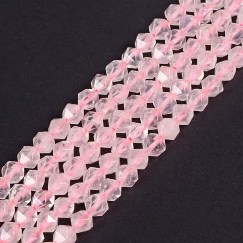 Rose Quartz 6mm Gemstone Triangle Faceted Round Loose Beads Strand 15.5" DIY Jewelry Making - color: Rose Quartz