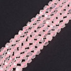 Rose Quartz 6mm Gemstone Triangle Faceted Round Loose Beads Strand 15.5" DIY Jewelry Making - color: Rose Quartz