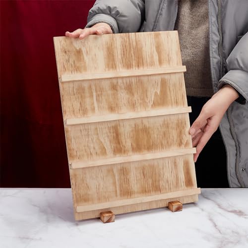 PH PandaHall 4 Tier Wooden Jewelry Display Stand, Earring Display Stands Rack Removable Showcase Rack, Retail Jewelry Display Card Holder for Selling Craft Jewelry Showing - color: BurlyWood-4 Tier