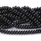 76pcs 5x8mm Natural Stone Black Agate Rondelle Spacer Loose Beads Abacus Disk Stone Round Loose Gemstone Beads for Jewelry Making DIY Bracelet Necklace - color: Black agate Stone, size: 5x8mm Abacus Disk