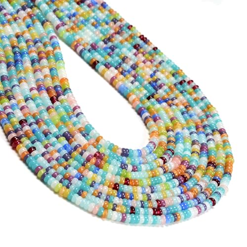ICAI 2x4mm Natural Rondelle Beads – Loose Gemstone Spacers for DIY Jewelry Making (Blue Tones) - color: Blue Tones, size: 2x4