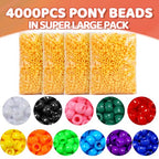 Praisebank Pony Beads, 4000pcs Yellow, Beads for Jewelry Making, Beads for Crafts, Beads for Hair Braids. - color: Yellow