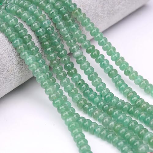 2 Strands (150PCs) Natural Green Aventurine Rondelle Beads, 5 * 8mm Gemstone Loose Spacer Abacus Disk Beads for DIY Bracelet Necklace Earrings Jewelry Making, Craft Supplies Beading Kit - color: Green Aventurine, size: 5*8MM