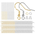 925 Sterling Silver Earring Hooks, 750PCS Earring Hooks Kit 250PCS/125Pairs Gold & Silver Hypoallergenic Earring Hooks with 250PCS Open Jump Rings and 250PCS Rubber Earring Backs for Jewelry Making - size: 750pcs-gold&silver