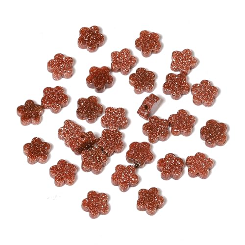 Songxi 60pcs 6mm Golden Sandstone Plum Blossom Natural Stone Beads for Jewelry Making, Smooth Loose Flower Shape Gemstone Beads for Bracelets Necklace Earrings Making Supplies ﻿ - color: Golden Sandstone
