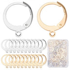 SUNNYCLUE 1 Box 80Pcs 40 Pairs Leverback Earring Hooks Real 18K Gold Plated Stainless Steel Round Lever Back Clasp Huggie Hoop French Ear Wire Leverbacks Hook for Jewelry Making Earrings Findings - color: 80pcs Mixed Material & Color Round Leverback Earri