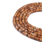 BEADIA Natural Brown Picture Jasper Spacer Beads Caps Loose Semi Gemstone for Beading Jewelry Making 6mmx3mm 38cm - color: Brown Picture Jasper, size: Round 6mm x 3mm