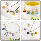 Hicarer 40 Pieces Cubic Crystal Charms Assorted Crystal Birthstone Charms Pendants Handmade Dangle Bead Pendants with 200 Pieces Open Jump Rings for DIY Jewelry Making Necklace Earring Gifts