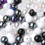 DanLingJewelry 100Pcs 15mm AB Color Round Beads White & Black Acrylic Beads Round Bubblegum Beads Bubble Beads for Jewelry Bracelet Making (MACR-CJ0001-45-CHH) - color: 100pcs - 15mm Round Ⅰ