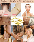 Dailyacc 925 Silver Lobster Magnetic Necklace Clasps and Closures Safety Sterling Silver with 14K Gold Jewelry Converters for Bracelets Chain Extender - color: 4pcs Gold