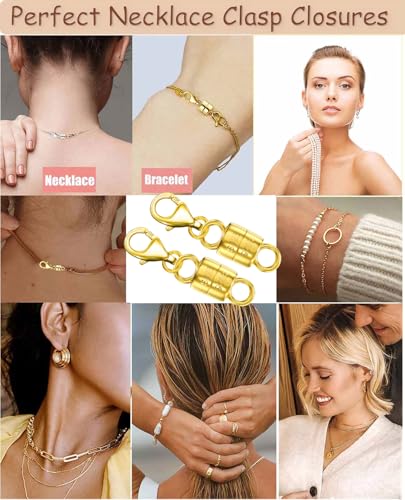 Dailyacc 925 Silver Lobster Magnetic Necklace Clasps and Closures Safety Sterling Silver with 14K Gold Jewelry Converters for Bracelets Chain Extender - color: 1pcs Gold