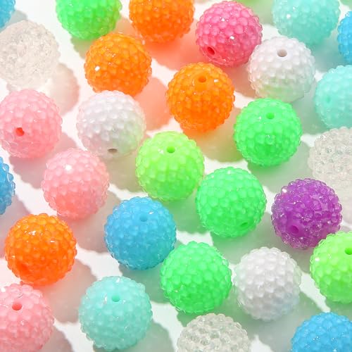 20mm Rhinestone Beads Shine Disco Ball Beads Easter Chunky Bubblegum Beads Crystal Round Beads for Pen Bag Chain Jewelry Making(Style-4) - color: style-4