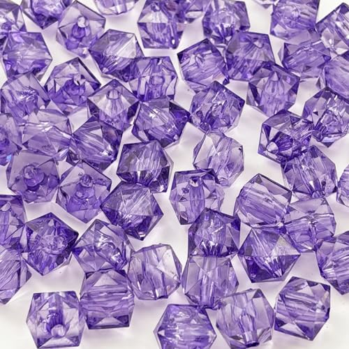 100pcs 12mm Acrylic Cube Square Faceted Acrylic Beads with Hole Plastic Spacer Beads for Bracelets Necklace Earring Making Supplies (Blue Purple) - color: Blue Purple, size: 12mm