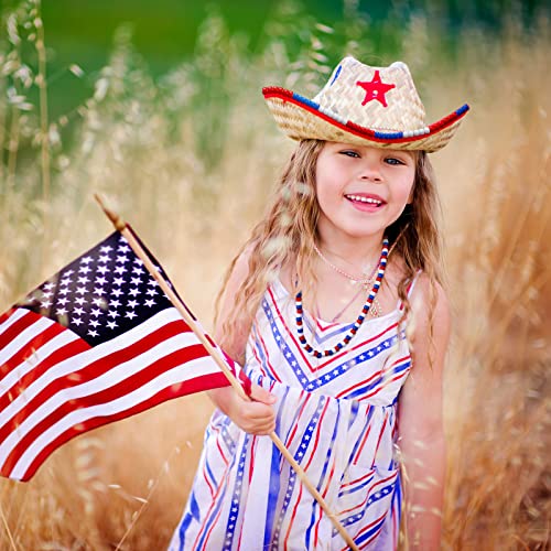 WILLBOND 1200 Pieces 4th of July Patriotic Pony Beads for Jewelry Making DIY Crafts (Red, Blue, White)