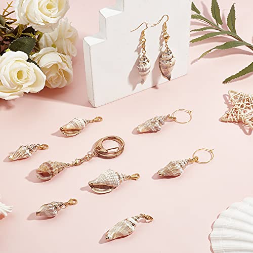 SUNNYCLUE 10Pcs Seashell Charms Oval Ocean Beach Spiral Natural Cowrie Conch Shells Large Charm Pendants with Lobster Claw Clasps for Jewelry Making DIY Necklace Bracelet Earring Supplies Accessories - color: 10Pcs Lobster Clasps Seashell Charms