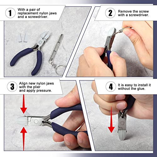 SPEEDWOX Nylon Flat Nose Pliers Replacement with Screw Tips Jaws for Metal Forming Wiring Tool - style: 10 Pairs of Replacement Tips
