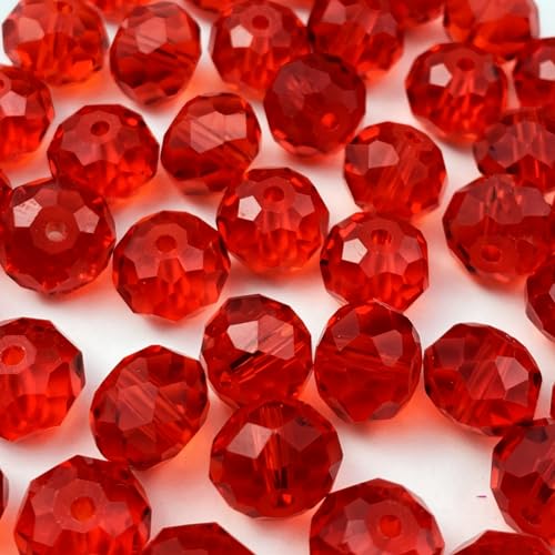 400pcs Crystal Glass Beads 4mm Faceted Rondelle Glass Spacer Beads with Hole for Bracelets Necklace Earring DIY Jewelry Making Craft(Red) - color: Red, size: 4mm