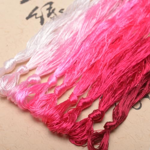 100% Nature Mulberry Handmade Embroidery Silk Thread Woven Jewelry Accessory Artificial Flowers Cross Stitch Floss DIY Sewing Kits 9 Gradient Colors 22m Each (39) - color: 39