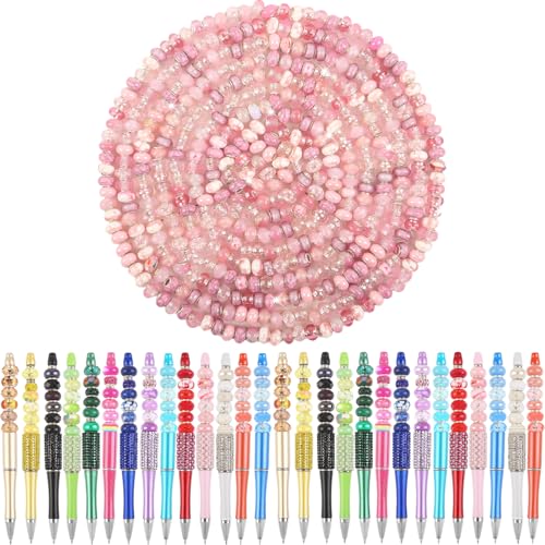 Large Hole Pink European Beads for Pens - 100 Pieces Assorted Fairy Wand Garden Lampwork Craft Spacer for DIY Charms Bracelet Necklace Decoration Jewelry Making Supplies - color: Pink, size: 100 Pcs
