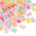 80Pcs Acrylic Gummy Bear Beads Random Color Pastel Fake Animal Gummy Bear Bracelet Beads Flat Back Kandi Bead Bulk for Crafts DIY Jewelry Making Supplies - color: Random #2