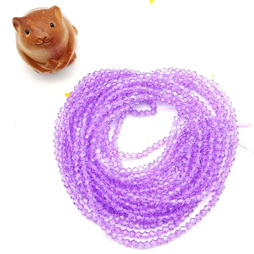 3mm4mm 1100pcs 800pcs Bicone Beads Crystal Glass Faceted Beads for Necklace Bracelet Earrings DIY Jewelry Crafts Making Project (3mm Lavender PAB) - color: 3mm Lavender PAB