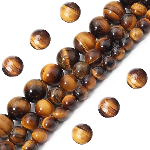 60pcs 6mm Natural Yellow Tiger Eye Gemstone Beads Energy Healing Crystal Round Loose Stone Beads for Jewelry Making, DIY Bracelets Necklaces - color: Yellow Tiger Eye, size: 6mm