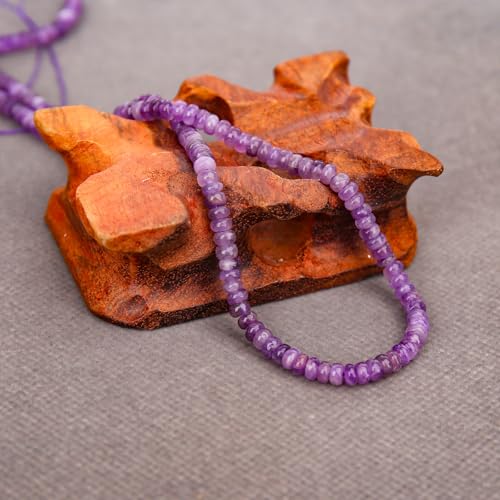 BONNY BOXX 1 Strand (150PCs) Natural 2 * 4mm Amethyst Rondelle Beads, Natural Abacus Disk Stone Beads Loose Spacer Gemstone for DIY Bracelet Necklace Jewelry Making - color: Amethyst, size: 2*4MM