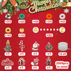 2009pcs Christmas Clay Beads Bracelet Making Kit, Gold Beads Clay Bead Charms for Jewelry Making DIY Bracelet, Necklace, Earring, Arts Crafts DIY Gifts Christmas Gifts - color: 3 Christmas model