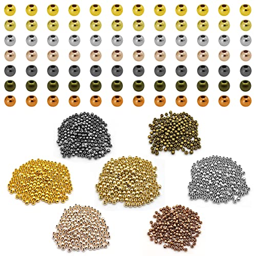 1400pcs Round Rondelle Crimp Beads for DIY Crafts,7 Colors Disc Spacer Loose Beads Spacer Beads for DIY Jewelry Making,Bracelet Necklace Earring Bracelet Crafts Supplies - color: 1400pcs;Gold,K gold,White k,Rose gold,Antique cyan,Gun black, Antique red