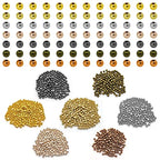1400pcs Round Rondelle Crimp Beads for DIY Crafts,7 Colors Disc Spacer Loose Beads Spacer Beads for DIY Jewelry Making,Bracelet Necklace Earring Bracelet Crafts Supplies - color: 1400pcs;Gold,K gold,White k,Rose gold,Antique cyan,Gun black, Antique red