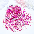 60g Mix Flatback Pearls and Rhinestones for Crafts, 2-10mm Pearl Nails Face Art Tumblers, Mix Pearls, with Picker Pen, Light Pink|Hot Pink|Clear - color: Pink Princess Blend | Mix Light Pink | Hot Pink | Clear