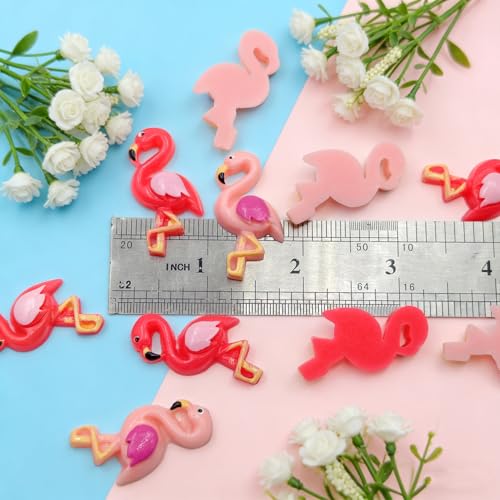 40 Pcs Pink Resin Flamingo Charms, Cute Flatback Animal Embellishments for Scrapbooking, Hair Clips, Phone Case, Crystal Mud, Craft Supplies