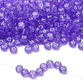 LAIDANLA 1500PCS Acrylic Letter Beads Alphabet White Letters Purple Transparent Round Bead 7×4mm for Jewelry Bracelets Necklaces Key Chains Making - color: N-White Letter Purple Transparent Beads