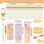 Wurosi 50 Set Paperclip Keychain Making Kit, Bag Charm Kit, 50 Keychain Clips, 50 Extender Chain, 50 Resealable Pouch Bag, 50 Thank You Cards, 5M Hemp Rope, Jewelry Making Kit for DIY Keyrings Charms - color: 50 Set Keychain Making Kit