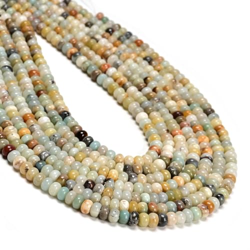 ICAI 4x6mm Natural Rondelle Beads – Loose Gemstone Spacers for DIY Jewelry Making (Color Amazonite) - color: Color Amazonite, size: 4x6