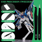 17Pcs Hobby Model Basic Tool Kit Contains Flush Pliers, Mini File, Crafting Knife with Replacement Blades, Tweezers, Professional Modeling Building Fixing Set for Gundam