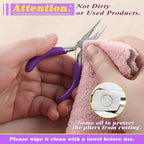 SPEEDWOX 3 Inches Chain Nose Pliers with Cutter, Purple, Jewelry Making Miniature Pocket Plier, Needle-Nose Pliers, Wire Cutters, Jewelry Pliers, Jewelry Making Tools - style: Chain Nose Pliers With Cutter