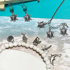 Heather's cf Silver Sea Charms – Antique Pendants, Non-Tarnish, Lead-Free & Nickel-Free, Bulk Ocean Animal Charms for DIY Jewelry, Bracelets, Necklaces, Earrings, Beach Craft Supplies (Sea Animals) - color: Turtle-50pcs