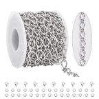 KYUNHOO 16.4 Feet Stainless Steel Jewelry Making Supplies for Men Women DIY Necklace Bracelet Crafts Silver Roll of Jewelry Rhombus Bulk Chain Links with Connectors for Handcraft Making - color: Twist Silver