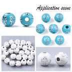 500Pcs Cross Round Beads Crucifix Bead Acrylic Silver Easter Cross Pattern White Blue Ball Shaped Loose Spacers for Bracelets Earrings Necklaces Jewelry Making DIY Crafting Holy Accessories - color: White, Blue