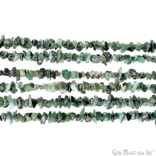 GM GemMartUSA Emerald Natural Raw Chip Beads Strands | Semi-Precious | AAA+ Quality 1 Strand 34” | DIY Bracelet Jewelry Making, Healing Crystal Craft| 4-6mm - Green-Color Gemstones (CHEM-70001) - color: Emerald (CHEM-70001)