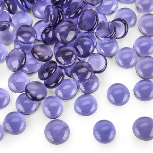 FUTUREPLUSX 1LB Purple Flat Glass Marbles, Purple Vase Filler, Glass Pebbles, Aquarium Rocks Fish Tank Beads for DIY Crafts Table Scatter Decor - color: Purple