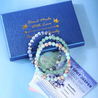 2/3-Pieces 4mm 6mm 8mm Natural Crystal Gemstone – Handmade Reiki Energy Healing Stretch Bracelets Jewelry for Yoga, Meditation, Unisex - color: 3 Pieces (AgalmatoliteJasper&BlueSpot&GreenAventurine), size: 6mm