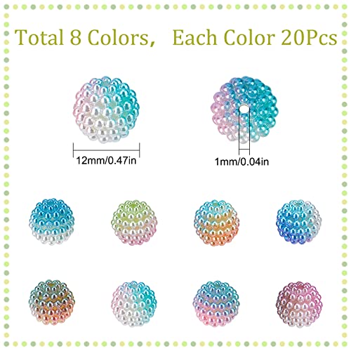 SUNNYCLUE 160Pcs Bubblegum Beads 12mm Berry Beads Acrylic Crystal Imitation Pearl Beaded Gradient Rondelle Spacer Large Loose Bead for Jewelry Making Beading Kit Bracelets Dream Rainbow Color - color: 160pcs 12mm Berry Beads