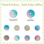 SUNNYCLUE 160Pcs Bubblegum Beads 12mm Berry Beads Acrylic Crystal Imitation Pearl Beaded Gradient Rondelle Spacer Large Loose Bead for Jewelry Making Beading Kit Bracelets Dream Rainbow Color - color: 160pcs 12mm Berry Beads