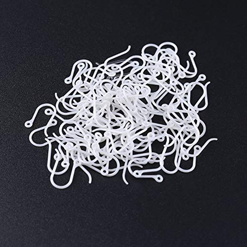 AKOAK 50pc 0.65mm Non-Allergenic Plastic Ear Wire Hooks Earring Findings fit DIY Jewelry (Silver) - color: Silver