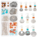 SUNNYCLUE 1 Box DIY 10 Pairs Tibetan Style Earring Making Kits Flower Star Filigree Alloy Pendants Charms with Natural Gemstone Beads for Jewelry Making Supplies - color: Celtic Knot Earring 3
