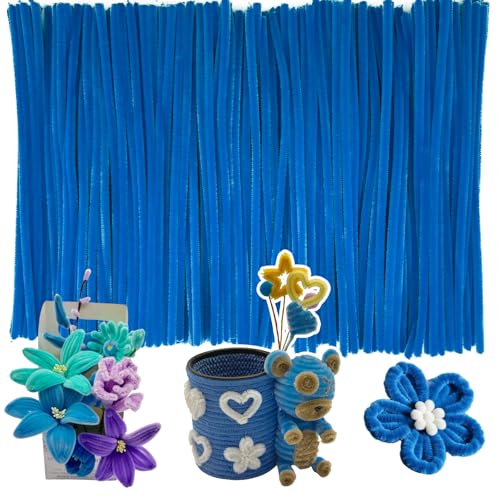 Blue Pipe Cleaners,Pipe Cleaners Craft,Arts and Crafts,Craft Supplies,Art Supplies,School Halloween Party Treat Bags,Girl Toys - color: Blue